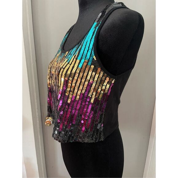 Charlotte Russe Multi-Colored Sequin  Crop Top size Small - Picture 2 of 10